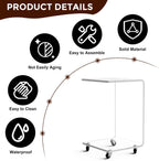 Mobile Clear Acrylic C Table with Wheels, 13.8" L x 13" W x 22" H x 0.6" Thick C Shaped End Coffee Table, Modern Acrylic Sofa Side Table for Living Room, Bedroom, Office, Bedside