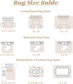 Area Rug 8x10 Washable Rug, Vintage Boho Medallion Rugs Non-Slip Soft Low Pile Large Distressed Rug Indoor Retro Carpet for Living Room Bedroom Dining Room Office Children's Room(Beige, 8'x10')
