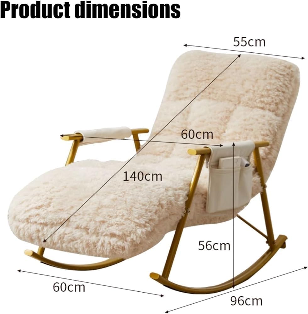 Mecedora Mecedora Mecedora Moderna para Interiores Sillón Mecedora con Bolsillos Laterales Acolchados de Peluche para (Black Legs)