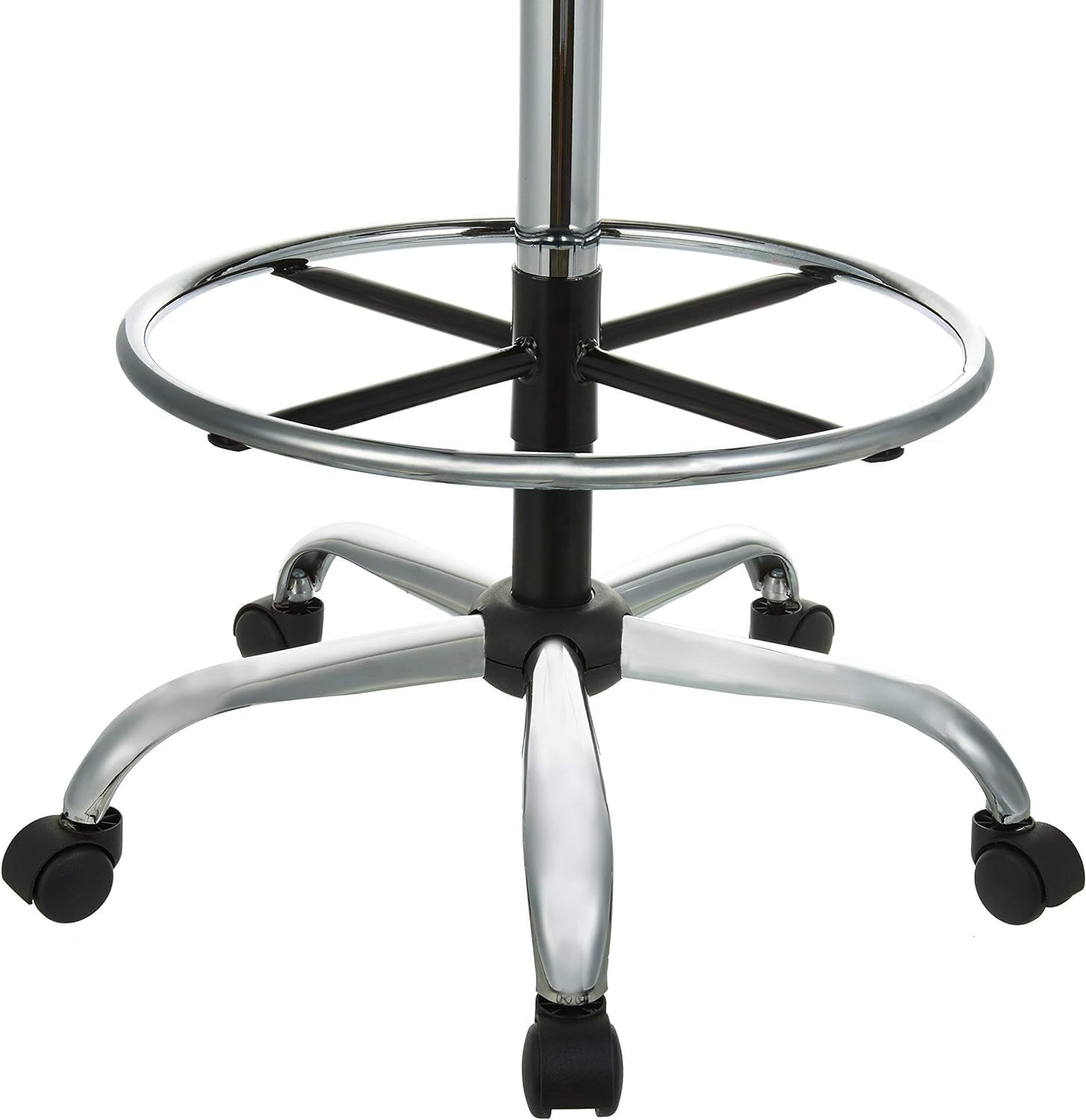 Amazon Basics Multi-Purpose Adjustable Drafting Spa Bar Stool with Sturdy Foot Rest, Back Support Cushion, 360° Swivel and Wheels, Black