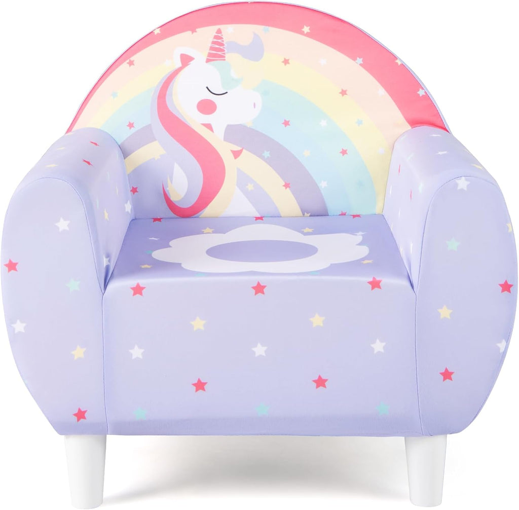 Costzon Kids Sofa, Children's Cartoon Sofa Armrest Chair, Toddler Furniture w/Sturdy Wood Construction, Colorful Lightweight Kids Couch Reading Sofa Chair for Preschool Boys and Girls Gift (Purple)