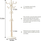 Wooden Coat Rack Free standing 18 Hooks, Vintage Coat Rack Stand for Entryway, Adjustable Height 73", Heavy Duty Coat Tree with Solid Round Base for Home Bedroom, Office (vintage White)