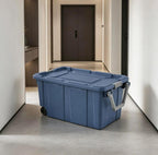 40 gallons sturdy plastic storage box, with snap-lock lid and handle, blue, 2-pack