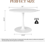 DKLGG White Round Dining Table, 39.1" Tulip Kitchen Dining Table for 4-5 People with MDF Table Top & Pedestal Base, Mid-Century End Living Room Table