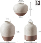 Ceramic Vase Set of 3, Vases Home Decor Rustic Farmhouse Decor, Small Pottery Vases for Bouquet Pampas Grass Dried Fresh Flowers, Living Room, Kitchen, Bedroom, Bathroom, Mantel Decor - Beige&Brown