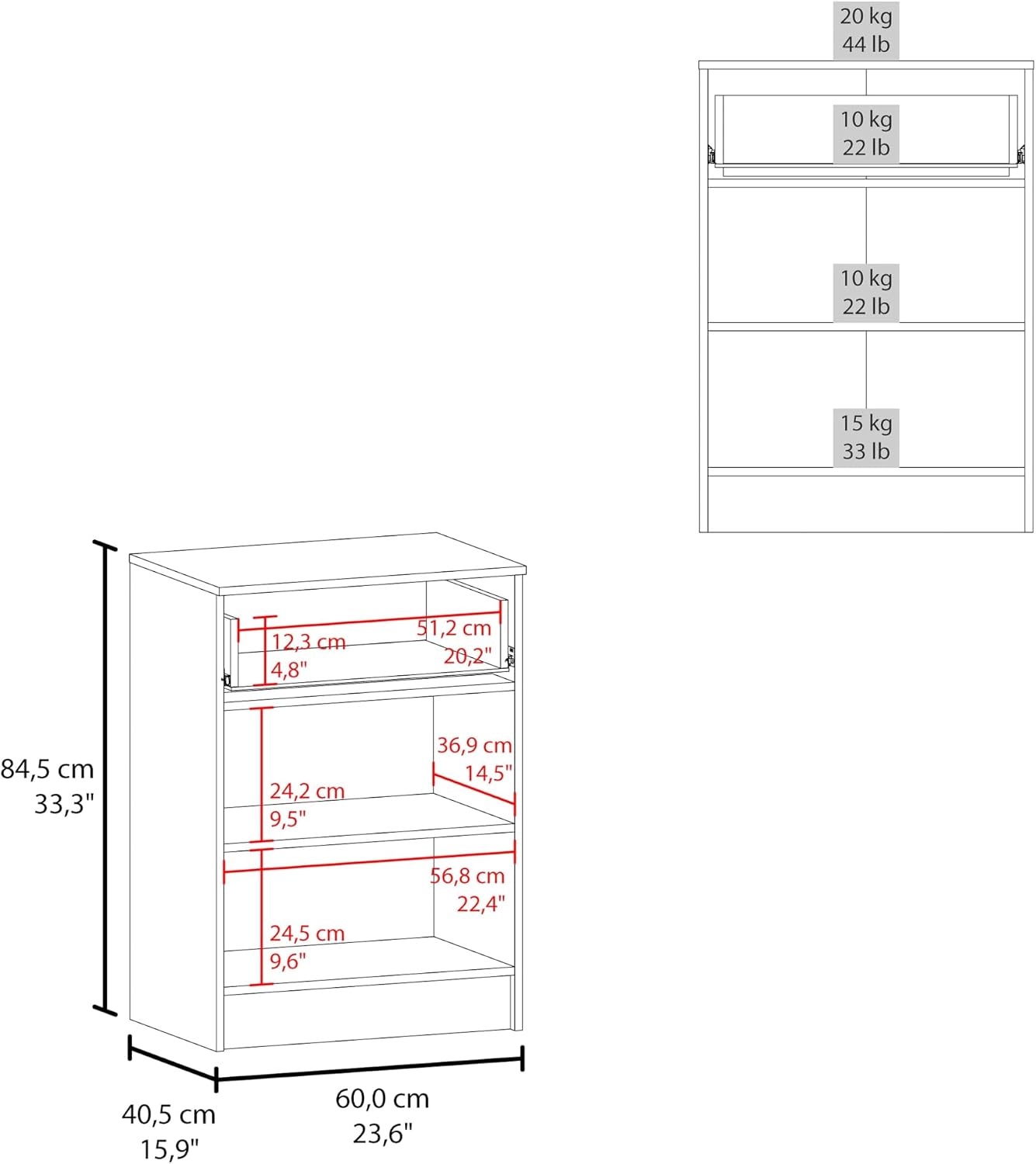 DEPOT E-SHOP 24" Barbados Pantry Cabinet 33" H with Top Drawer, Double Doors and Interior Shelves, Dark Walnut – Tall Kitchen Storage & Pantry Organization