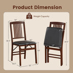 POWERSTONE Folding Dining Chairs Set of 4, Space Saving Foldable Kitchen Chairs with Padded Seat, Slatted Backrest, Solid Wood Frame, No Assembly for Dining Room Apartment Small Spaces