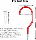 Heavy Duty Bike Storage Hooks for Garage, Wall and Ceiling Mount Bicycle Hangers, Large Screw-in Utility Hooks for Bikes, Cords, Garden Tools, and More (Red, 7 pcs)