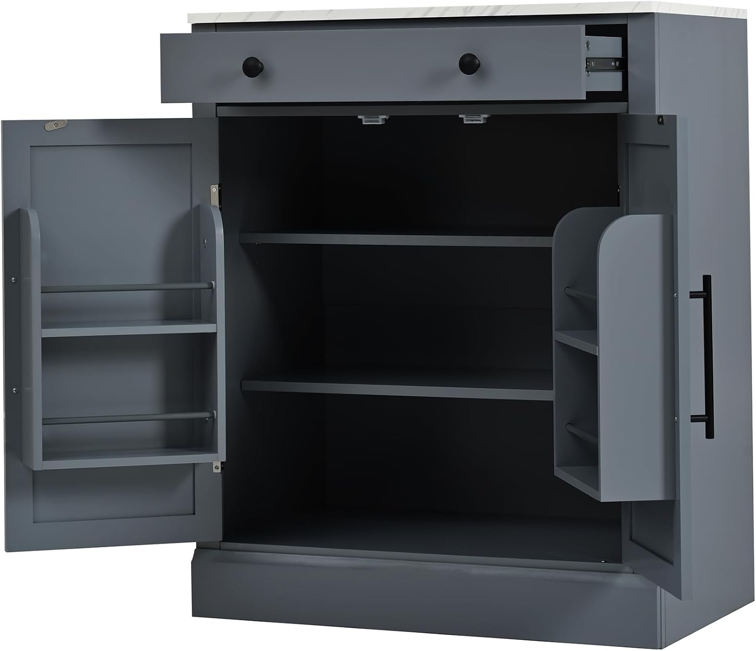 Kitchen Pantry with Drawer, Kitchen Storage Cabinet with 2 Doors 2 Adjustable Shelves for Kitchen, Living Room and Dining Room (Gray,2)