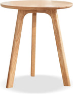 Round End Table for Living Room Coffee Side Table, Durable All Natural Solid Oak Wood Side Table for Living Room, Bedroom, Balcony, Easy to Maintain (Natural)