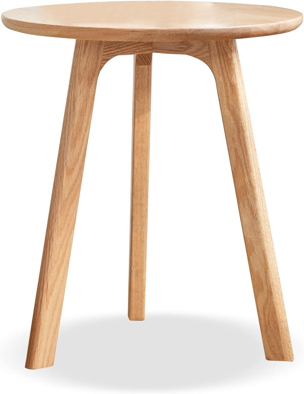 Solid Oak Wood Small Round Nightstand Side Table for Living Room, Rustic Farmhouse Bedside Table Night Stand Side End Table with 3 Legs for Small Spaces Bedroom Living Room (Natural)