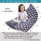 Stuffed Animal Storage Bean Bag Chair Cover | 53" Extra Large Beanbag for Kids and Adults, Plush Toys Holder and Organizer for Boys and Girls | Premium Velvet - Soft & Comfortabl (Stars Style)