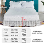 White Lace Bed Skirt for Full Bed - 15in. Drop, Easy Fit Ruffle Bedskirt Wrap Around Bed Skirt, Anti Wrinkle & Fade Resistant