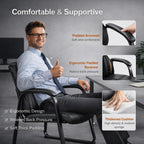 Office Guest Chair Set of 4, Leather Waiting Room Chair with Sled Base and Armrests, Reception Desk Chair No Wheels, Conference Room Chair for Office Lobby Clinic Home