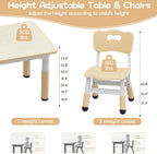 Jojoka Kids Table and 2 Chairs Set, Height Adjustable Toddler Table Chairs for Ages 2-10, Graffiti Desktop with Non-Slip Legs, Child Table Set for Home Daycare Classroom