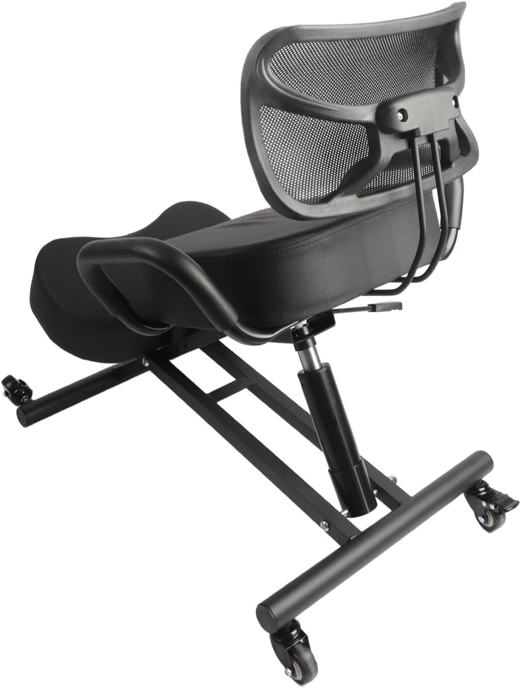 Ergonomic Kneeling Chair Posture Correction Stool Orthopedic Stool Height Adjustable with Breathable Mesh Backrest Leather Cushion for Back Pain Relief Home Office