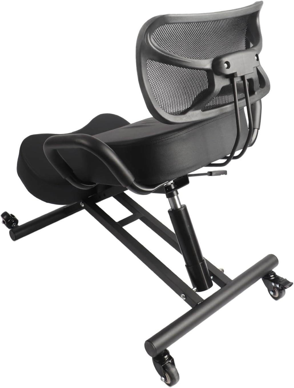 Ergonomic Kneeling Chair Posture Correction Stool Orthopedic Stool Height Adjustable with Breathable Mesh Backrest Leather Cushion for Back Pain Relief Home Office