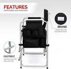 mefeir 26" Tall Folding Directors Chair with Side Table,Portable Makeup Artist Bar Height, Steel Frame 300 lbs Capacity, 19.2" D x 23.6" W x 40.5" H