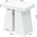 LITTLE TREE End Table for Couch, 24" Large Wooden End Table with Trapezoid Base, Tall Wood Sofa Side Table, Farmhouse Nightstand for Bedroom, Living Room, White
