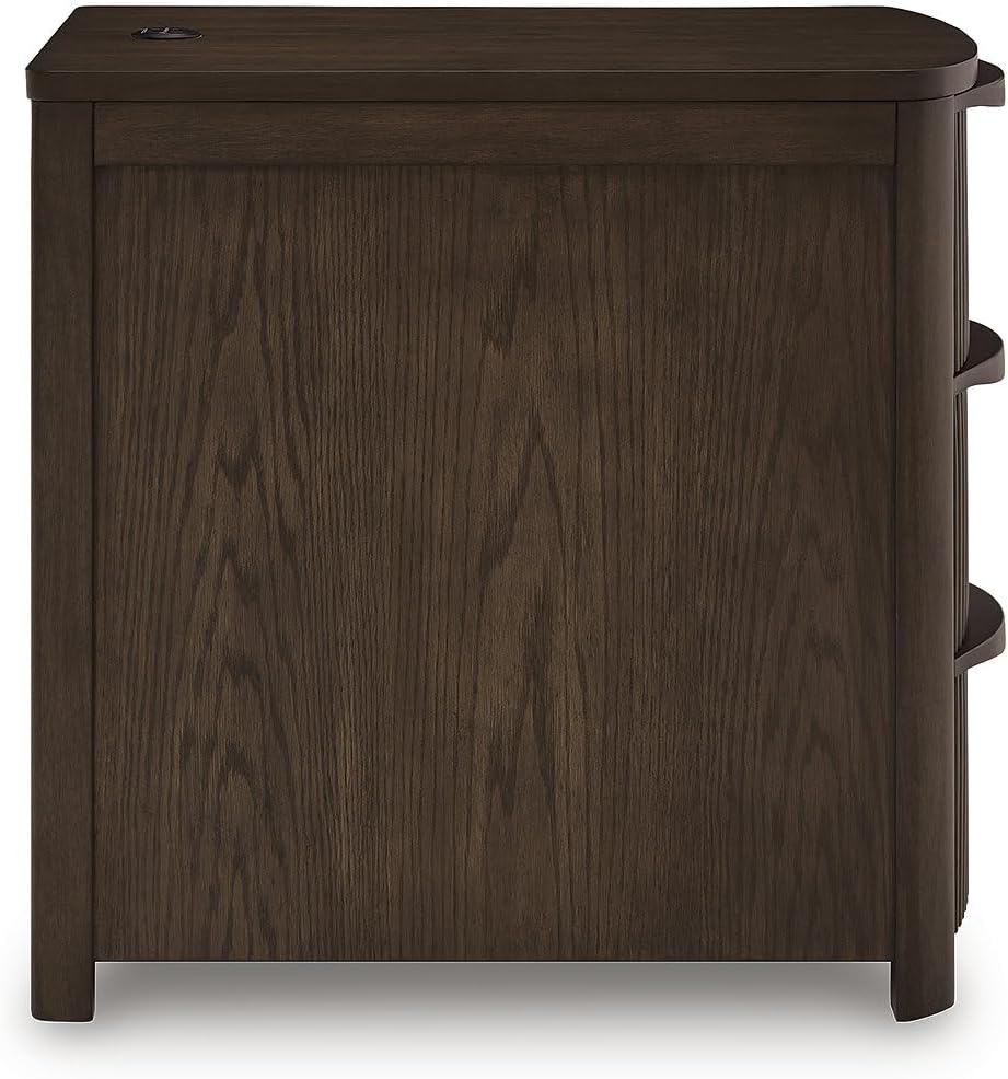 Signature Design by Ashley Camdill Chairside Contemporary End Table with USB Port and Charging Station, Dark Brown