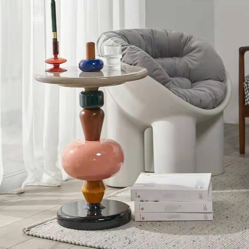 Fashionable and Creative Side Table, Mini Leisure Drink Table, Round Accent Table, Suitable for Living Rooms, Bedrooms and Balconies
