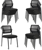 CLATINA Stacking Armless Office Chair with Adjustable Backrest, Stackable Mesh Guest Reception Desk Chairs with Ergonomic Lumbar Support for Conference Waiting Room Lobby Side School, Black, 12 Pack