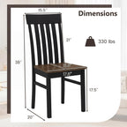 Giantex Wooden Dining Chairs Set of 4, Farmhouse Kitchen Chair with Hollowed Backrests & Rubber Wood Seats, Rustic Wood Side Chairs for Home Living Room Restaurant, Black+Walnut
