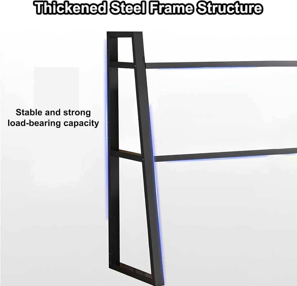 Desk Hutch with Ladder Bookshelf, White Desktop Organizer Shelf for Computer Desk, Dorm Room, Home Office – Large