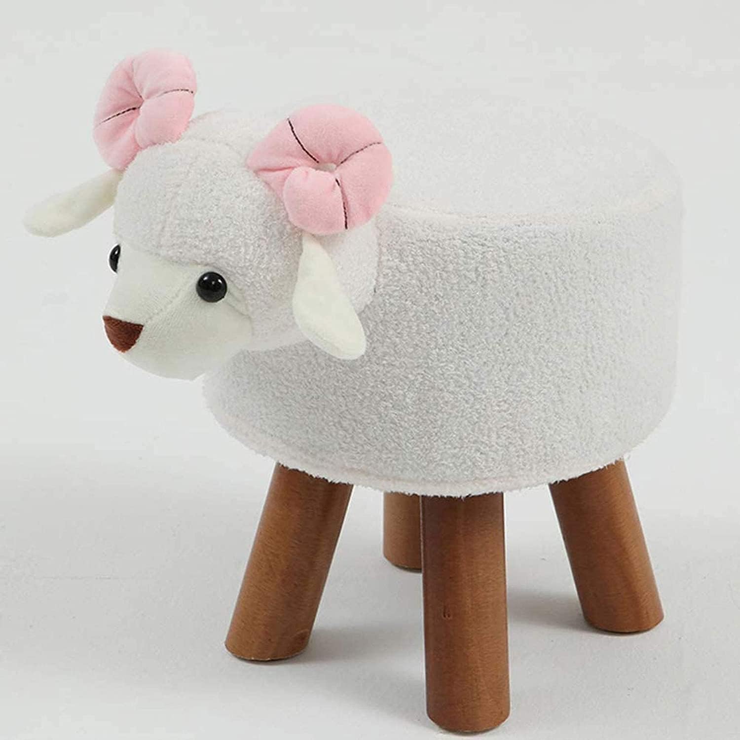 BABYCE Footstool Shoe Changing Stool Animal Shaped Ottoman,upholstered Tray Ride-on Footrest Stool Solid Wood Padded Seat Bench Storage Footstool