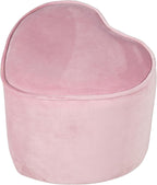 roba Children's Bean Bag Heart Lil Sofa - Velvet Covered - with Storage - Multifunction - Children's Furniture - for The Nursery - from 18 Months - Pink