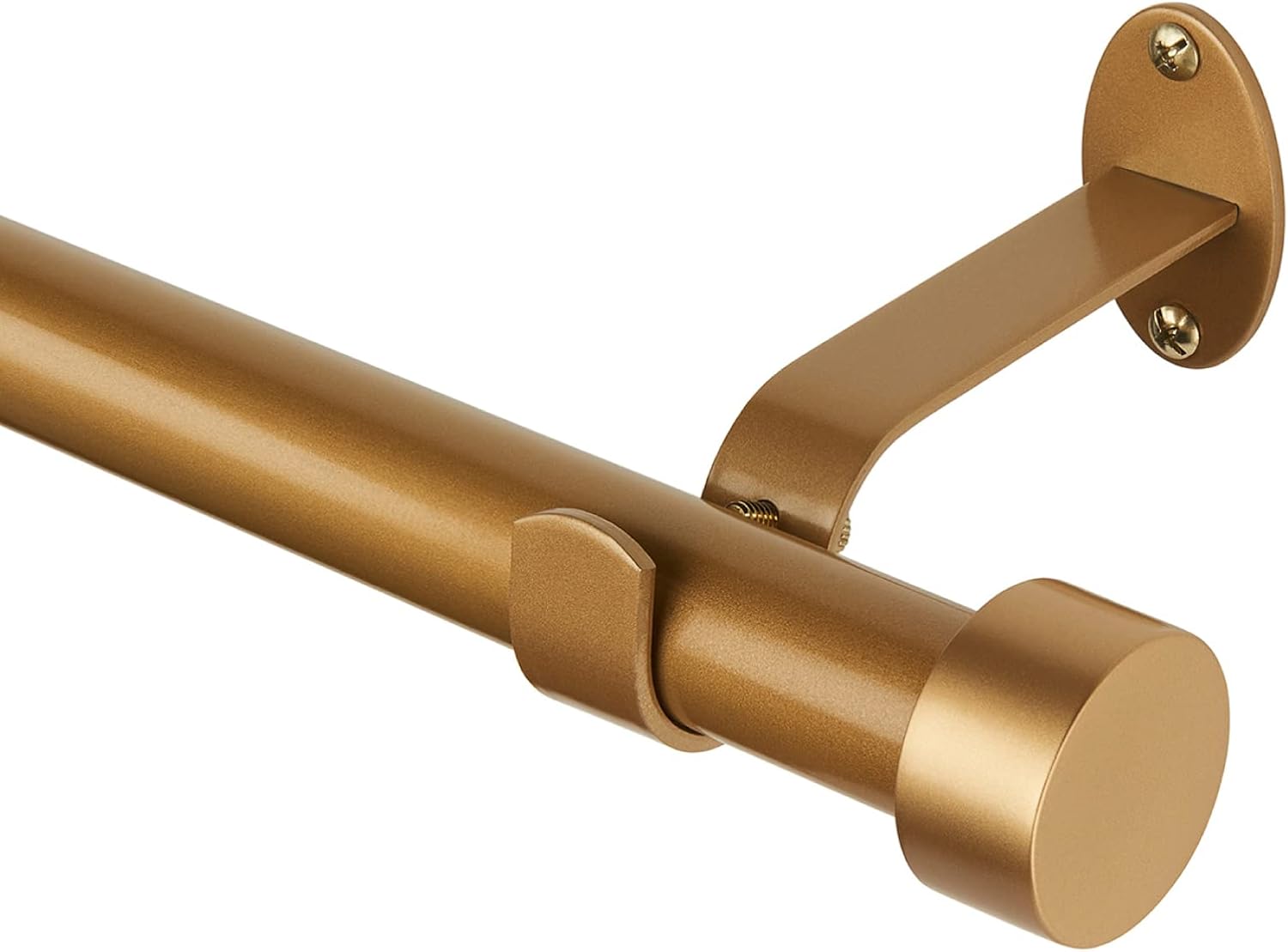 Elrene Home Fashions Serena Single Curtain Rod for Curtains and Drapery with Contemporary Cap Finials, 1-Inch Diameter, 86" - 120" Adjustable Rod, Soft Gold