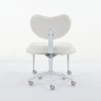 Cross Legged Office Chair with Wheels–360°Swivel Meditation Chair, Adjustable Height Yoga Office Chair for Adults, Ergonomic Kneeling Chair with Back Support for ADHD,Teddy Fabric Ivory