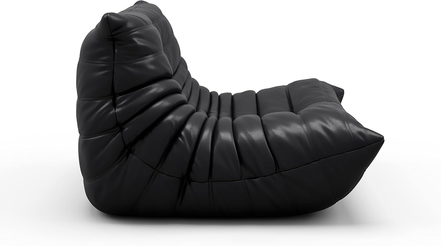 High-end Uncompressed Togo Bean Bag Chair for Adults, Memory Foam Floor Sofa Couch with Soft Fabric, Comfy Fireside Lounge Chair for Living Room, Bedroom, Apartment Microfiber Leather Black