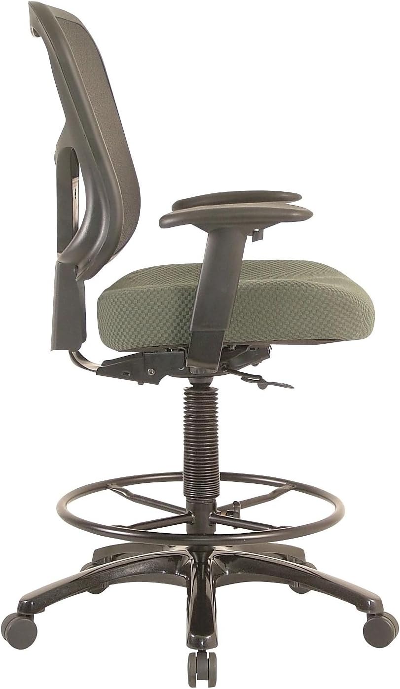 Tempur-Pedic TP8200 Ergonomic Fabric Mid-Back Drafting Stool, Olive (TP8200-OLIVE)