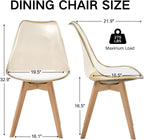 Dining Chairs Set of 4, Clear Acrylic Mid Century Modern Kitchen Chairs with Soft Padded and Wood Legs for Dinner Living Waiting Room Bedroom, Light Brown