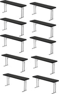 BTEXPERT 6-Foot - 72" Long Black Plastic Folding Seminar Training Table Portable 18" Wide Narrow, 29" High, Events Indoor Outdoor Lightweight Set of 10