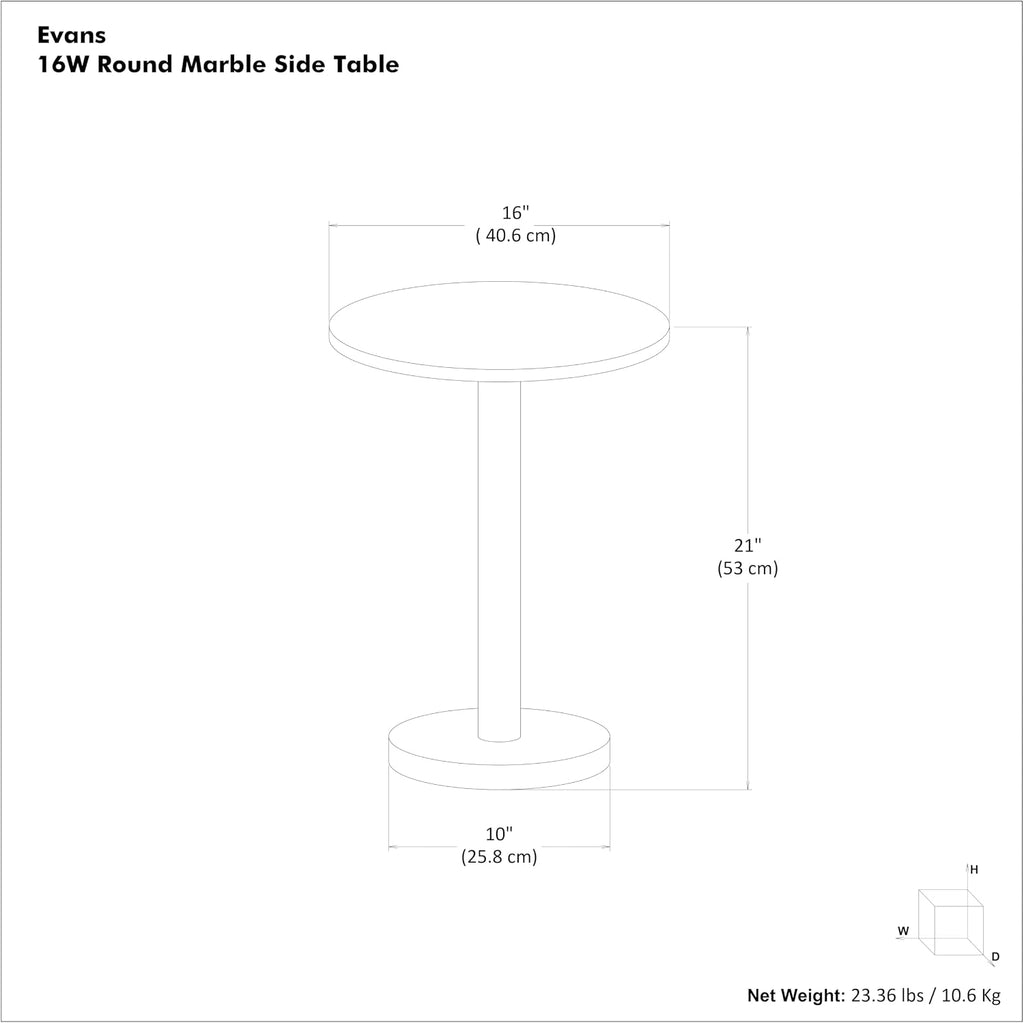 SIMPLIHOME Evans Side Table - 16 inch Wide Modern Metal Frame with Black Marble Top in C-Shape Design, Contemporary Slide-Under Accent Stand or End Table for Living Room, Bedroom, or Office