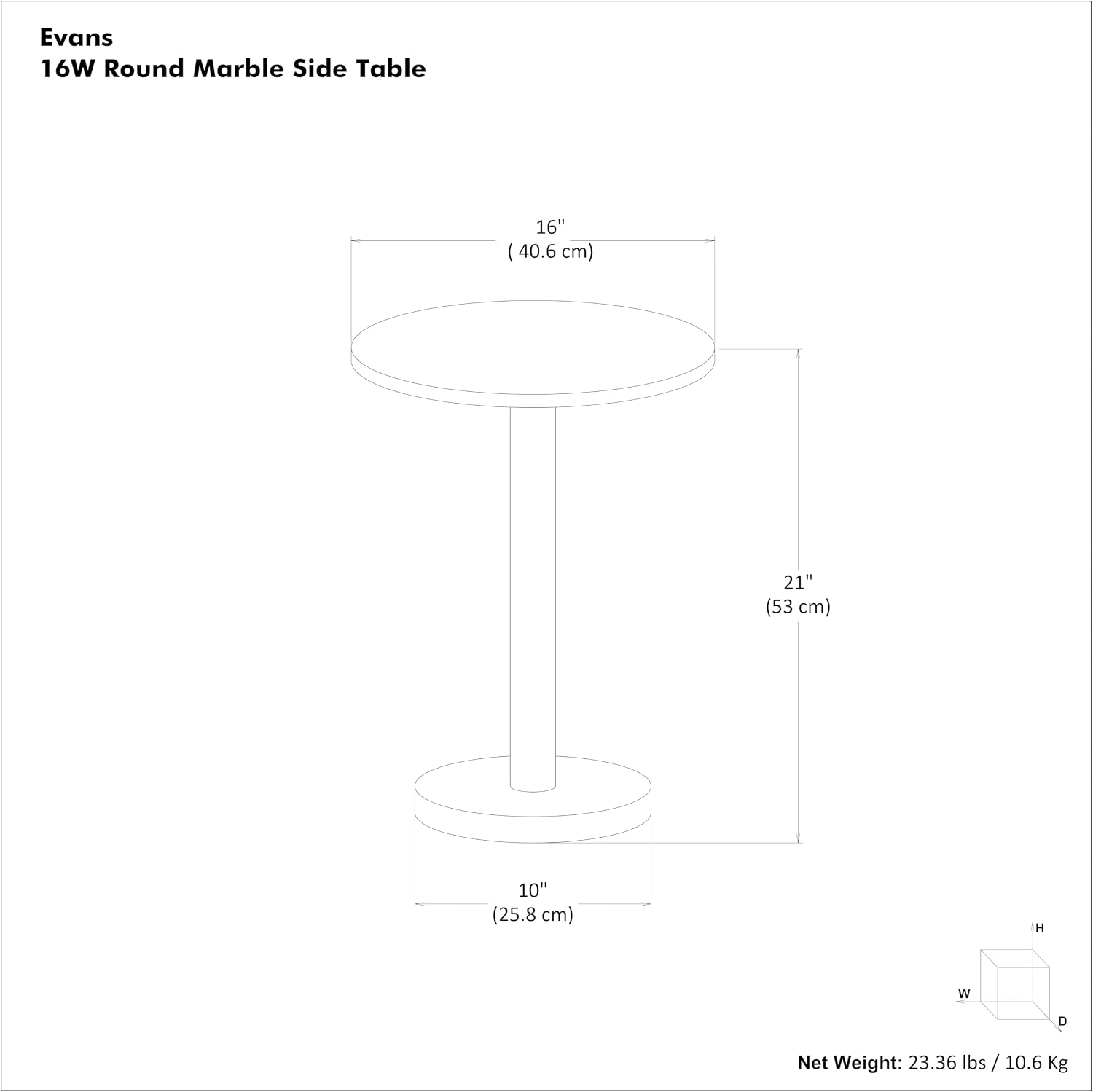 SIMPLIHOME Evans Side Table - 16 inch Wide Modern Metal Frame with Black Marble Top in C-Shape Design, Contemporary Slide-Under Accent Stand or End Table for Living Room, Bedroom, or Office