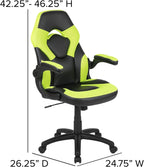 Flash Furniture X10 Gaming Chair Racing Office Ergonomic Computer PC Adjustable Swivel Chair with Flip-up Arms, Neon Green/Black LeatherSoft