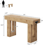 Unikito 47" Entryway Table with Socket and Sensor Light, Narrow Console Table with Storage Behind Couch, Farmhouse Entry Way Tables with Open Storage for Entrance/Hallway/Living Room, Natural Oak
