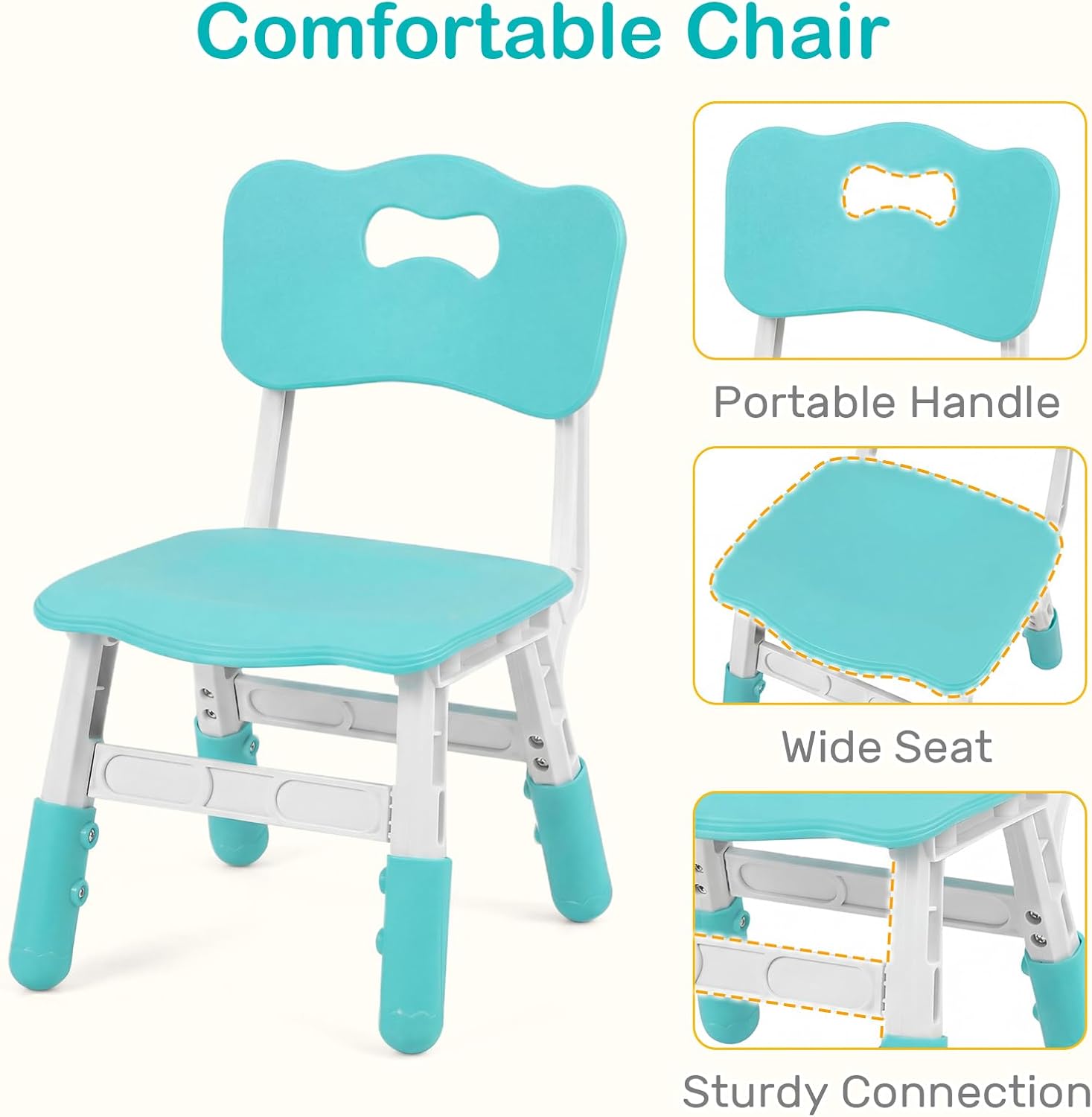 Olakids Kids Table and 2 Chair Set, Height Adjustable Toddler Activity Desk with Graffiti Desktop Storage Boxes, Children Furniture for Arts Crafts Learning Drawing (Light Green)