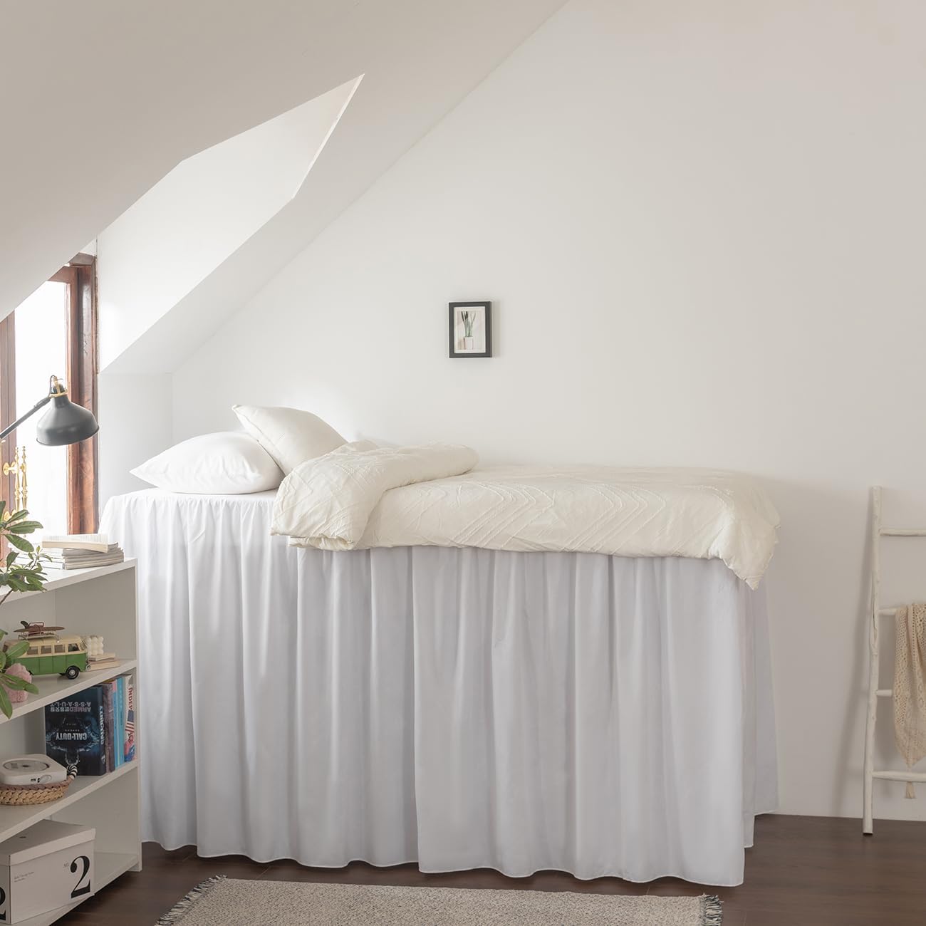 Dorm Room Bed Skirt Twin XL - College Dorm Bed Skirt - Extra Long Dorm Room Bed Skirt 32 Inch Tailored Drop - 100% Microfiber Dorm Room Bedskirts - College Dorm Bed Skirt - White, Twin-XL /32 Drop
