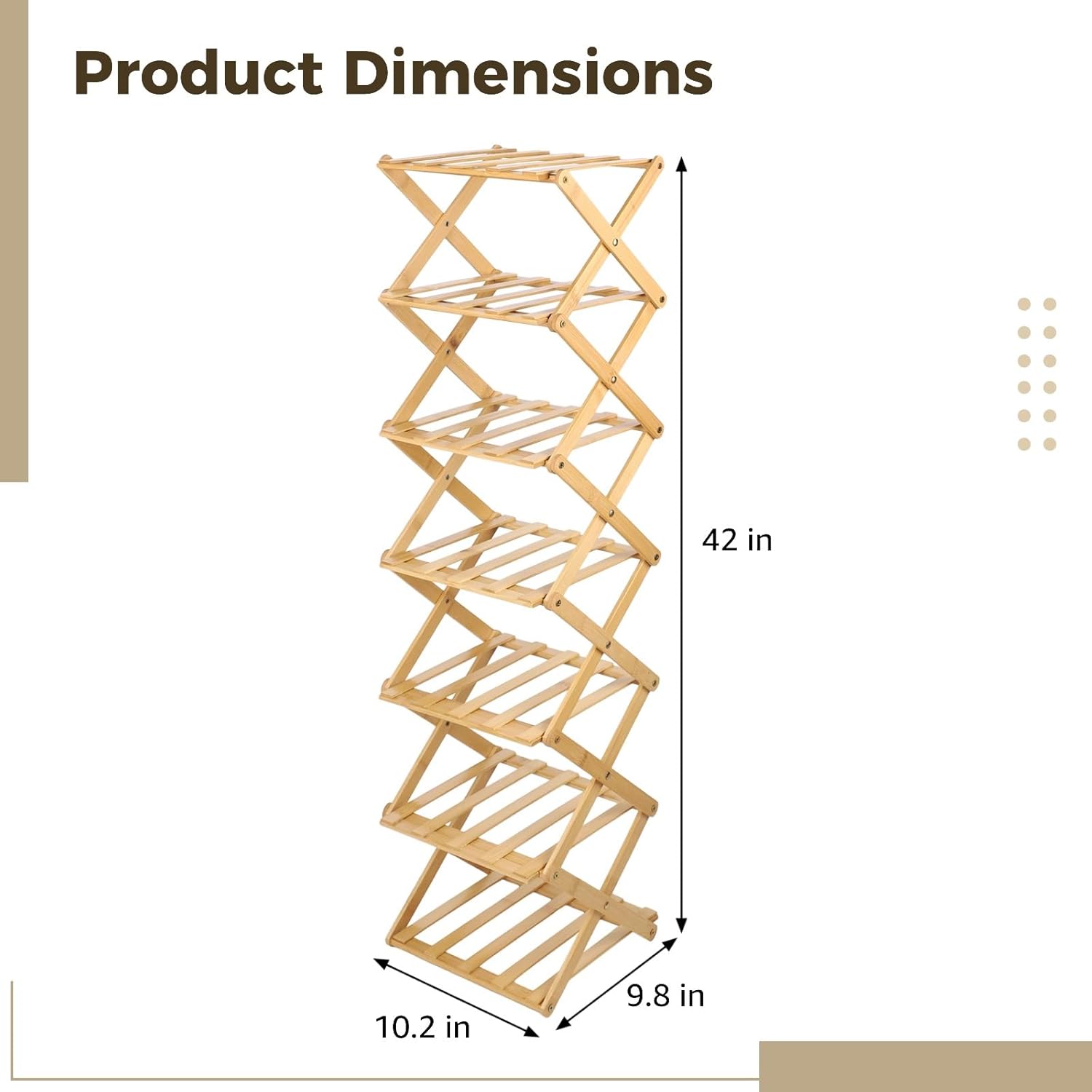 7 Tier Wooden Vertical Shoe Rack, Folding Narrow Shoe Organizer, Standing Portable Storage Shelf for Entryway, Bedroom, Small Spaces, No Installation, Space-Saving Design