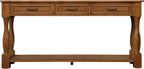 Merax Retro Entryway Table with 4 Drawers, Console Table with Open Storage Shelf for Entryway, Wood Side Table with Thick Legs for Living Room Bedroom, Brown
