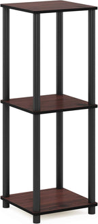 Furinno Turn-N-Tube Toolless Assembly Side Table Set of 2, Stackable 2-Tier Brown End Table with Open Shelf, Night Stand, Bedside Table, for Living Room, Bedroom, Cherry Oak