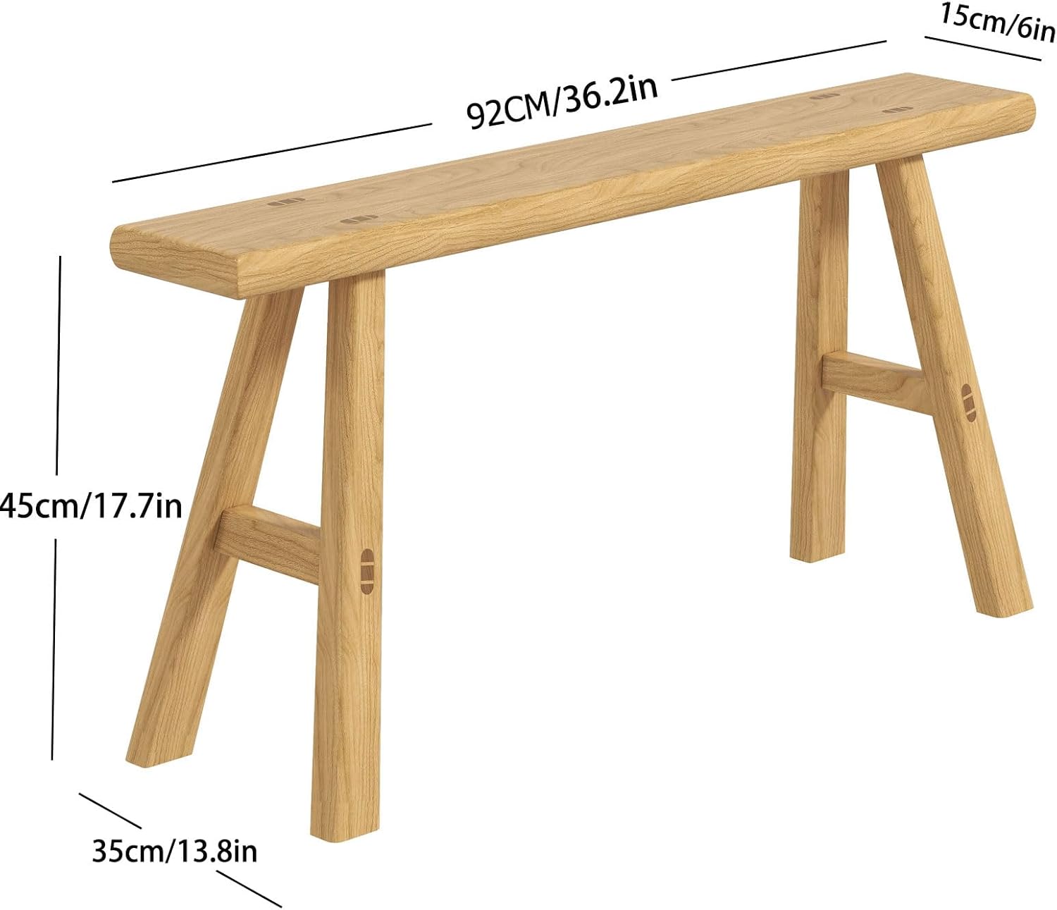 Vintage Wooden Bench, Handmade Solid Wood Noodle Bench, Asian Farmhouse Decorative Bench, No Assembly Required, Ready to Use, Indoor Bench for Living Room, Dining Room, Bedroom, Entryway