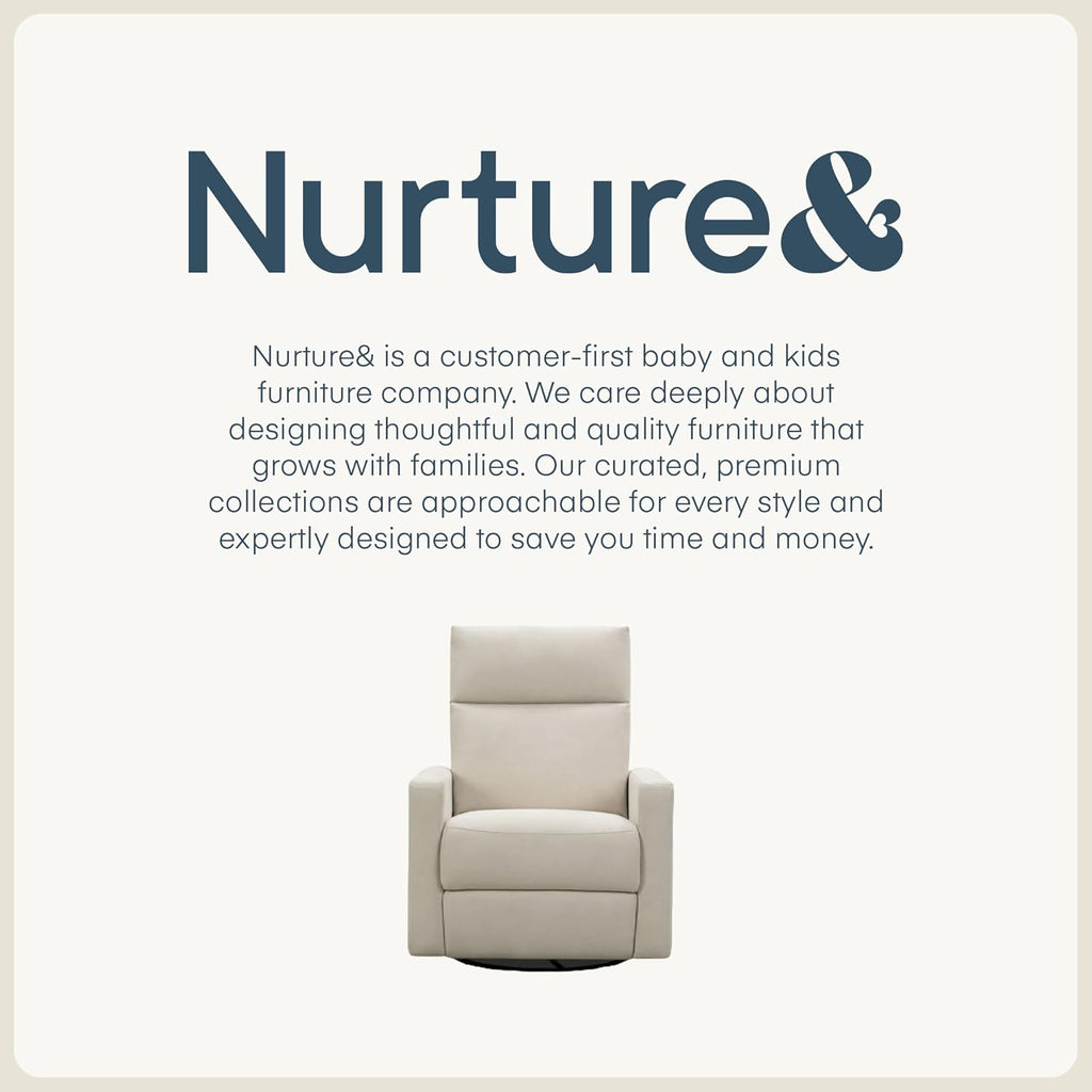 Nurture& The Glider Plus - Premium Nursery Power Recliner | Swivel Chair with Adjustable Head Support and Adjustable Lumbar Support | Built-in USB - The Ultimate Comfort for Nursing, Relaxing (Ivory)