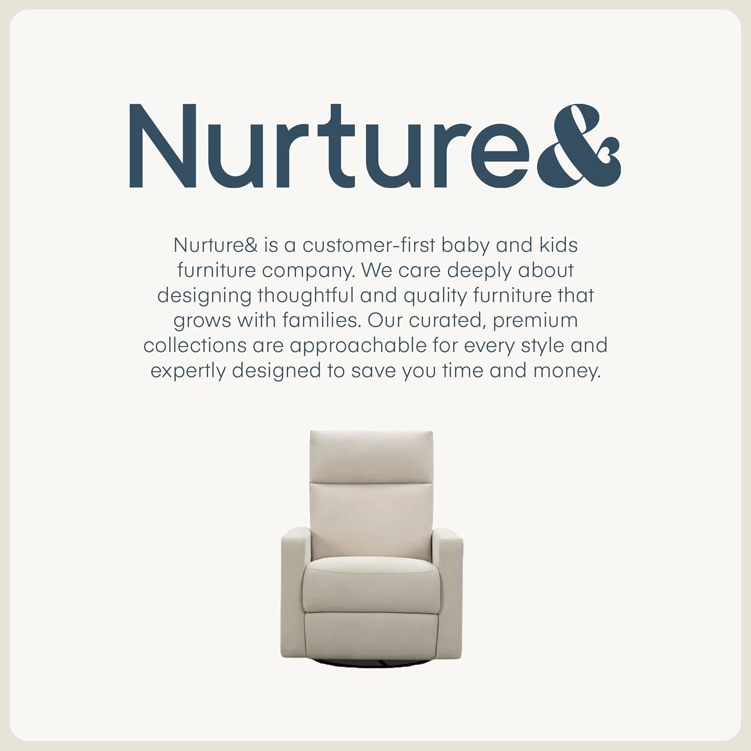 Nurture& The Glider Plus - Premium Nursery Power Recliner | Swivel Chair with Adjustable Head Support and Adjustable Lumbar Support | Built-in USB - The Ultimate Comfort for Nursing, Relaxing (Ivory)