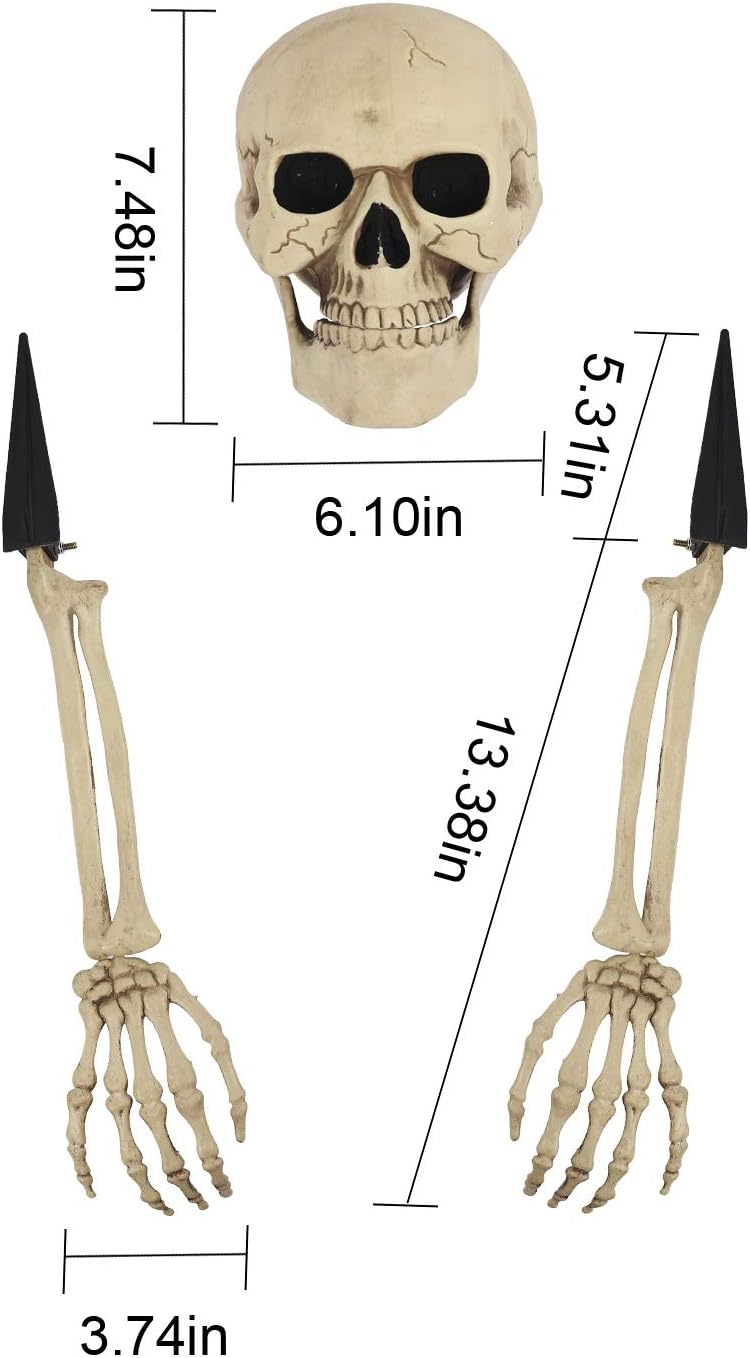 yosager Realistic Skull and Skeleton Arms Stakes, Indoor Outdoor Graveyard Best Halloween Yard Decorations