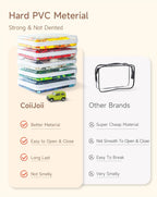 CoiiJoii 6PCS Clear Hard Shell Zipper Case,Portable Cosmetic Bag with Zipper,Kid's Toy Storage Organizer Bins,Hard Plastic Case,Clear Bags for Organizing